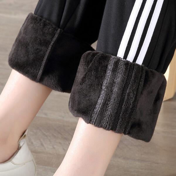 With velvet sport watch in autumn and winter female big fat code MM student casual pants loose warm nosing trousers