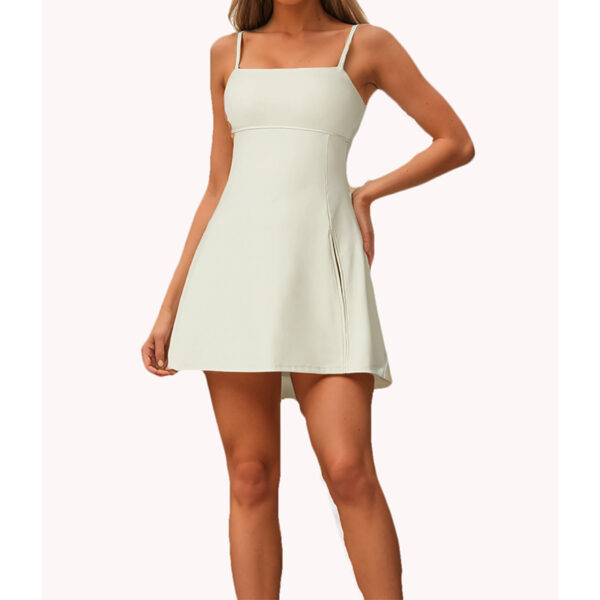 Womens Spaghetti Strap Tennis Dress With Shorts Workout Side Slit Active Golf Dresses